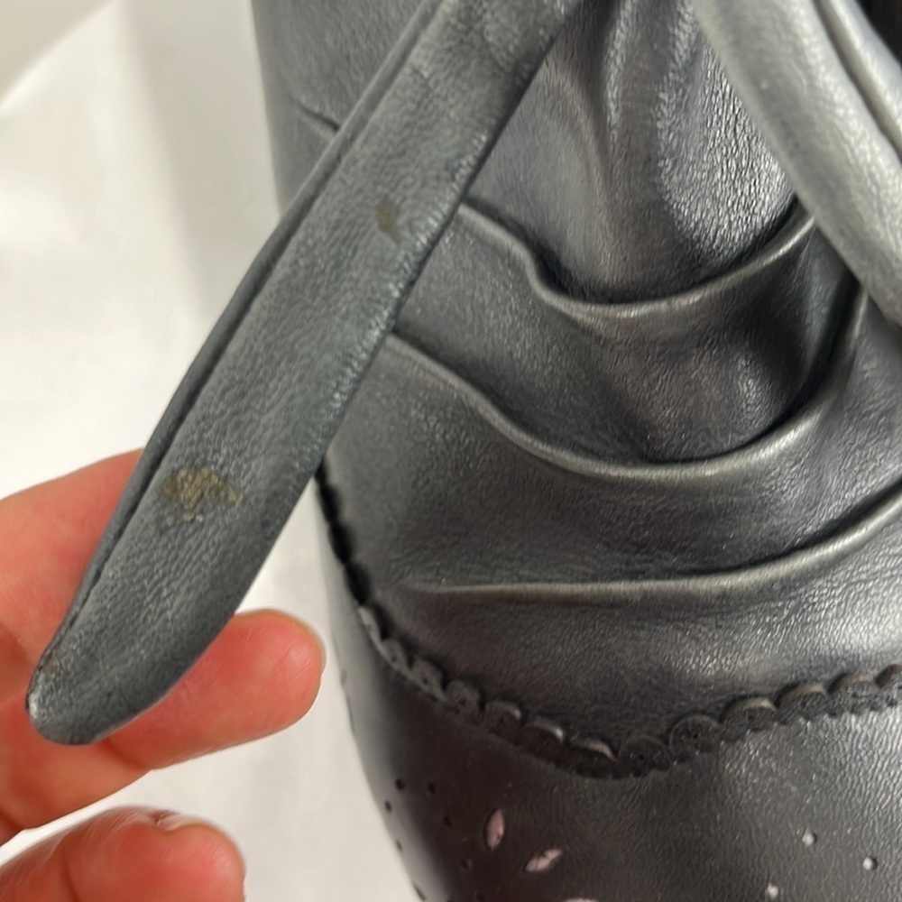 Marc Grey & Black Leather Booties w/ Eyelet Embellishments - Picture 5 of 13
